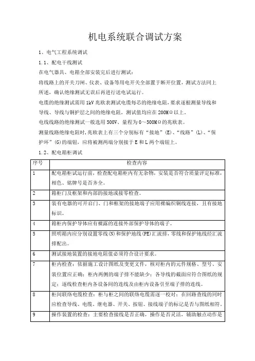 机电系统联合调试方案