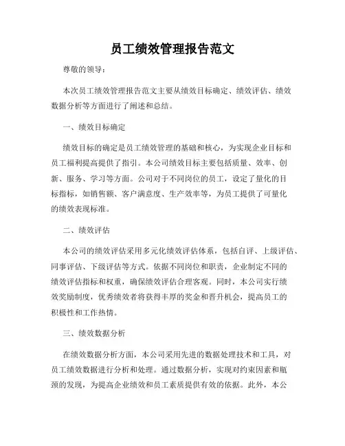 员工绩效管理报告范文