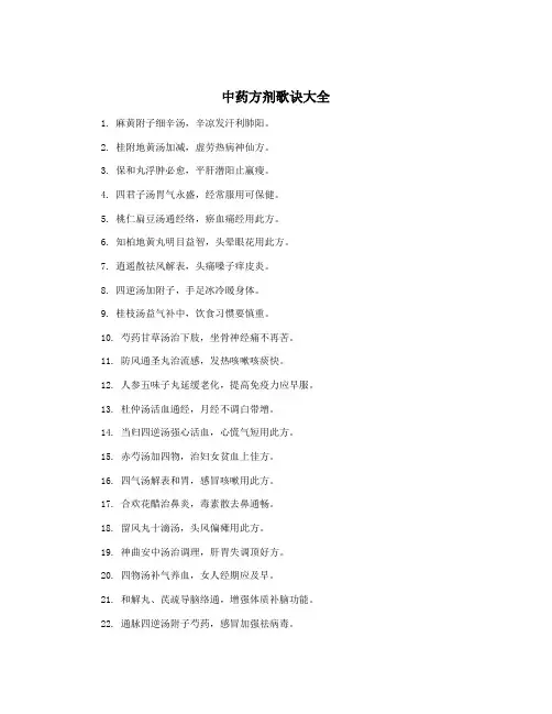 中药方剂歌诀大全