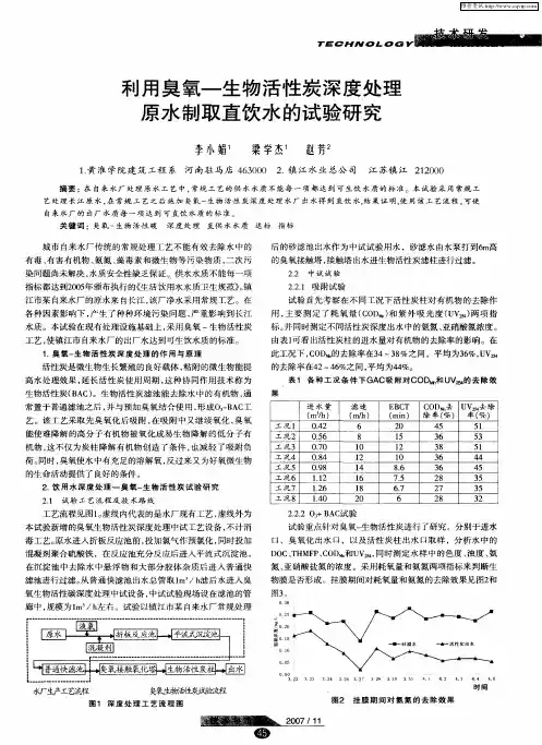 利用臭氧-生物活性炭深度处理原水制取直饮水的试验研究