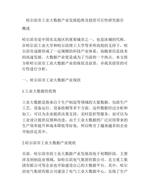 哈尔滨市工业大数据产业发展趋势及投资可行性研究报告