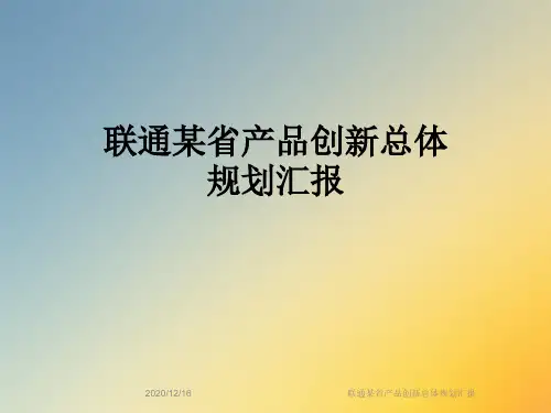 联通某省产品创新总体规划汇报