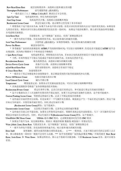 硬盘SMART参数解释