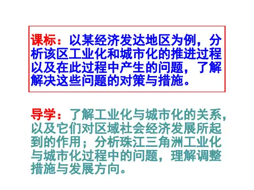 第二节《区域工业化与城市化—以我国珠江三角洲地区为例》