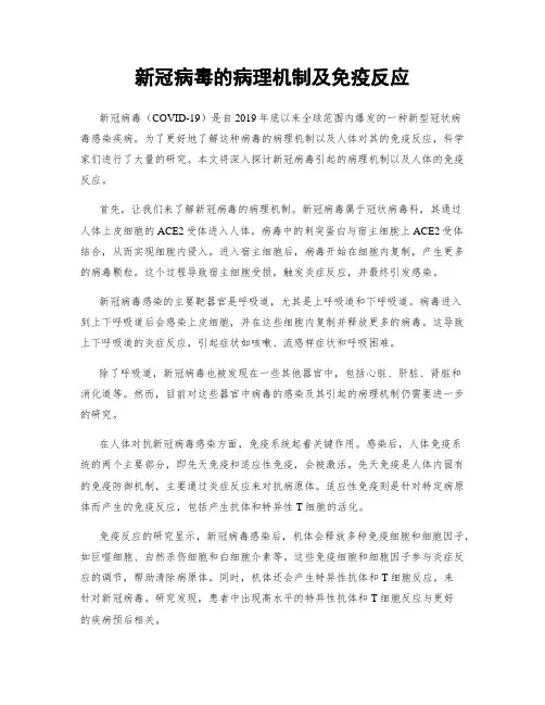 新冠病毒的病理机制及免疫反应