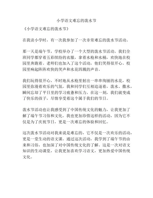 小学语文难忘的泼水节