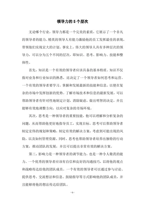 领导力的5个层次