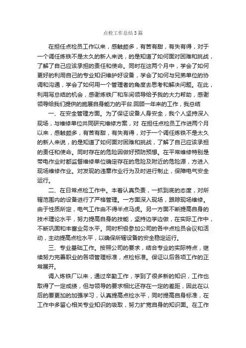 点检工作总结3篇_工作总结范文_
