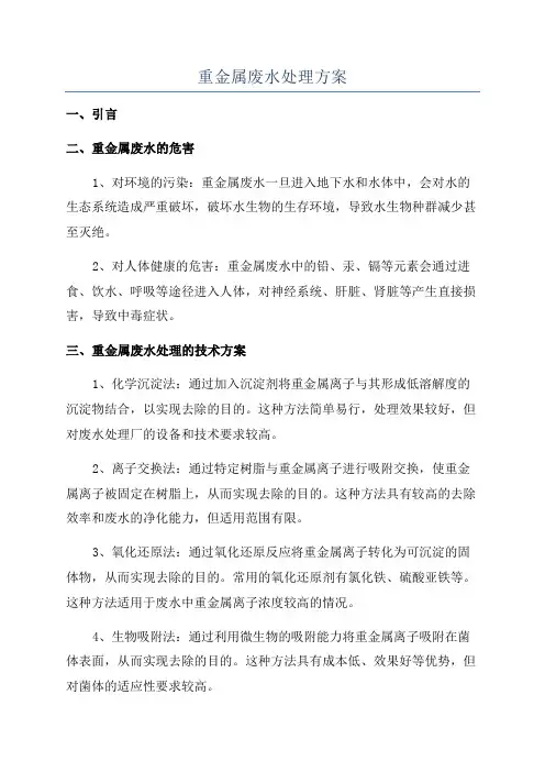 重金属废水处理方案