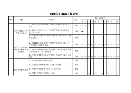 2020年护理部工作计划1