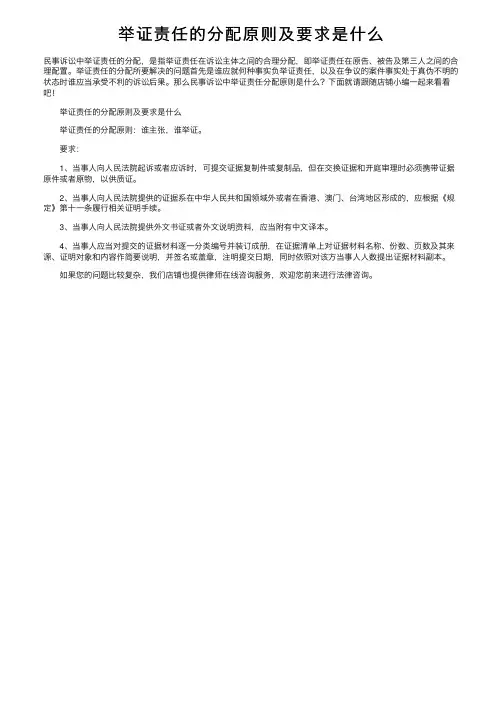 举证责任的分配原则及要求是什么
