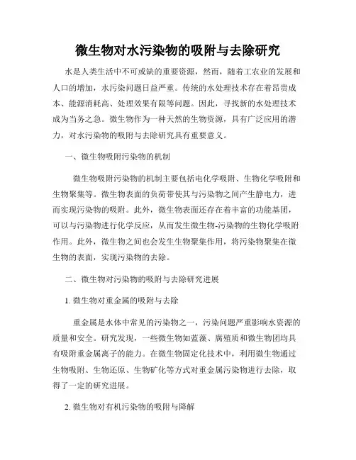 微生物对水污染物的吸附与去除研究