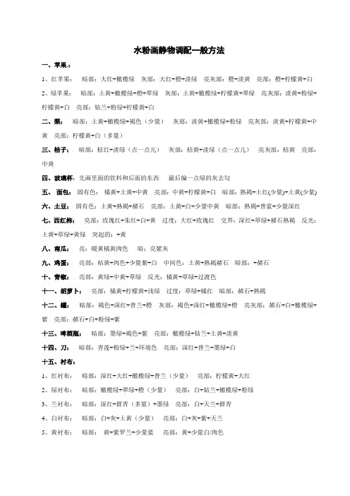 水粉色彩调配