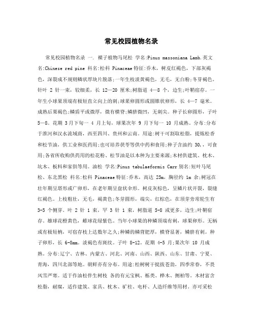 常见校园植物名录