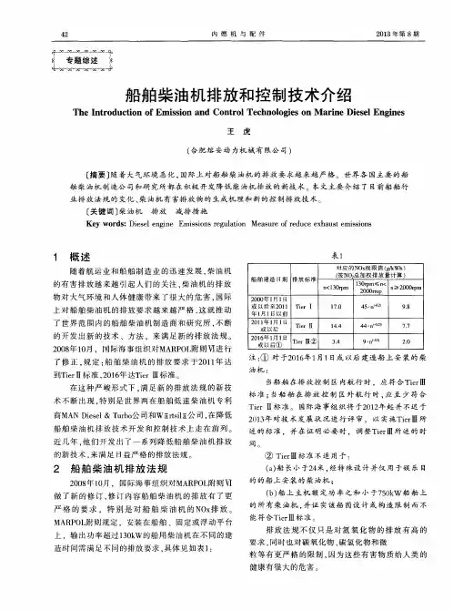 船舶柴油机排放和控制技术介绍