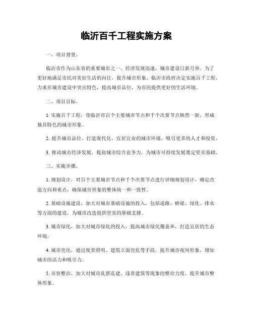临沂百千工程实施方案