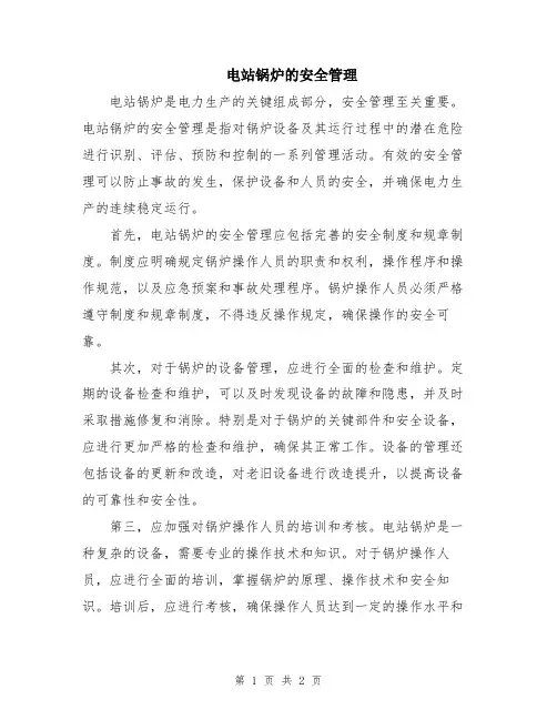 电站锅炉的安全管理
