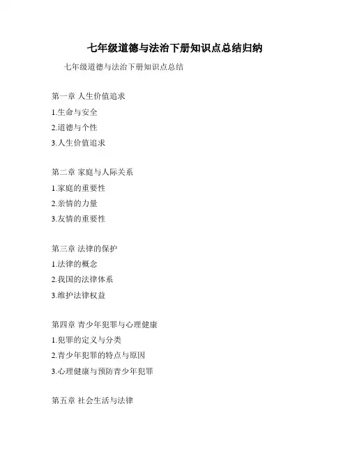 七年级道德与法治下册知识点总结归纳