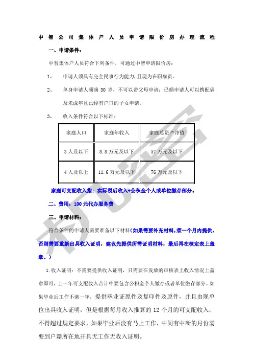 中智公司集体户申请限价房办理流程