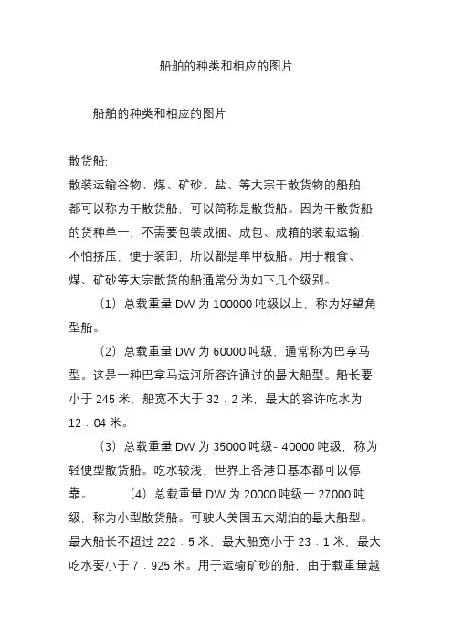 船舶的种类和相应的图片