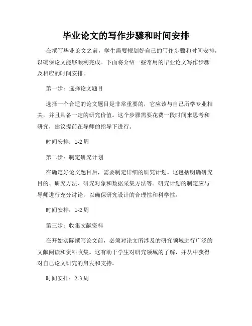 毕业论文的写作步骤和时间安排