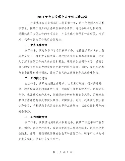 2024年公安安保个人年终工作总结(2篇)