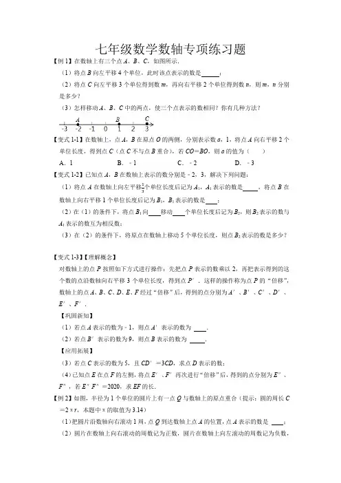 七年级数学数轴专项练习题