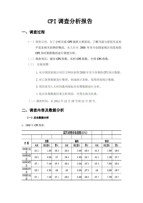 2008年至2009年CPI调查报告