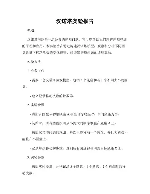 汉诺塔实验报告