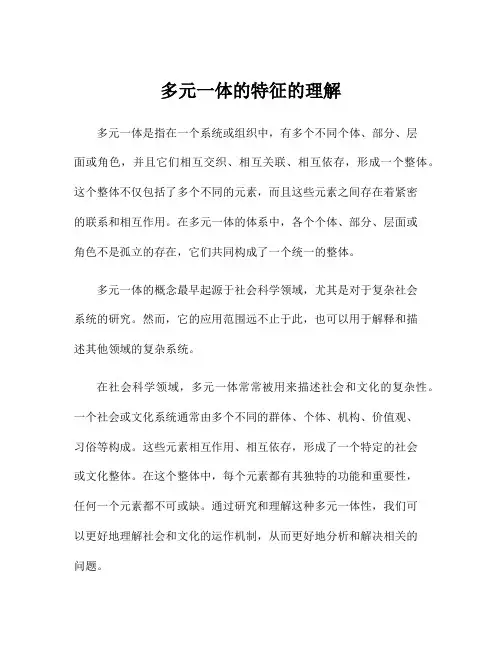 多元一体的特征的理解