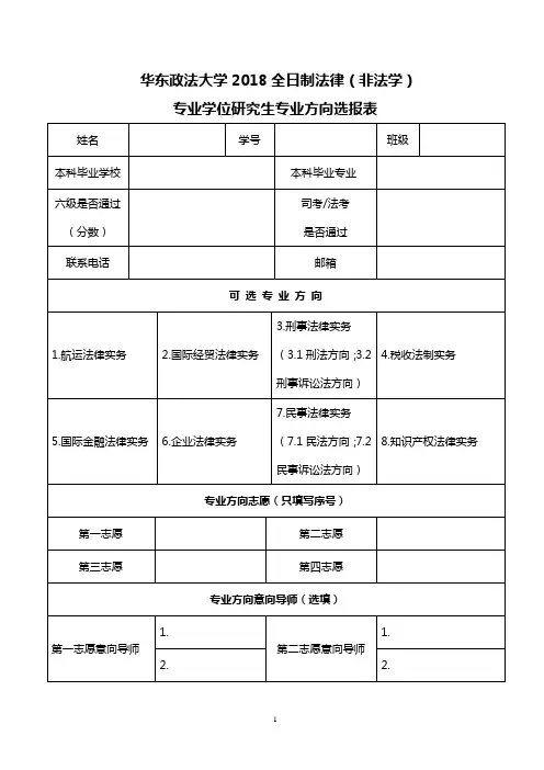 华东政法大学2018全日制法律(非法学)