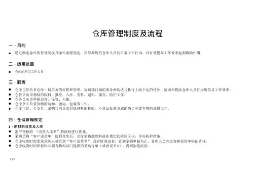制度-仓库管理流程图