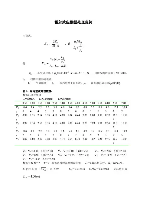 大学物理实验报告 实验18霍尔效应数据处理