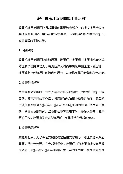 起重机液压支腿回路工作过程