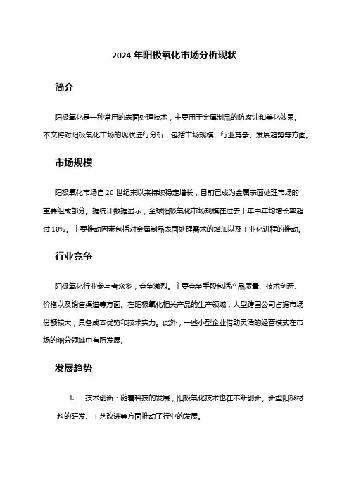 2024年阳极氧化市场分析现状