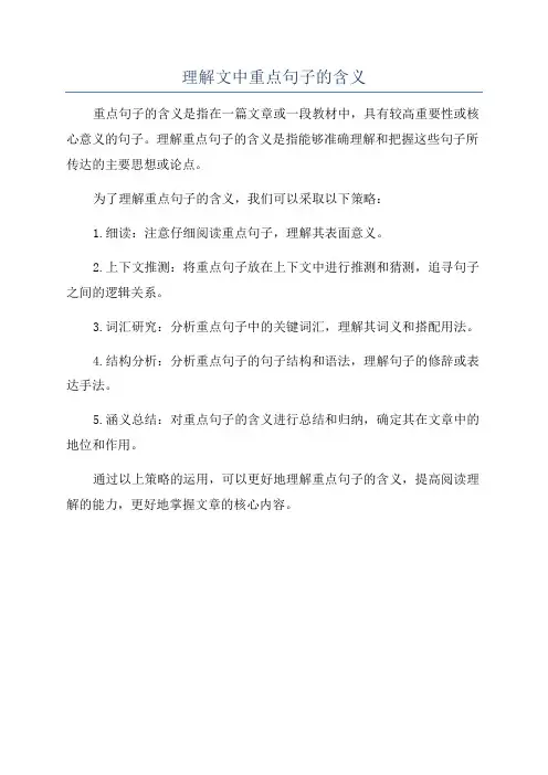 理解文中重点句子的含义