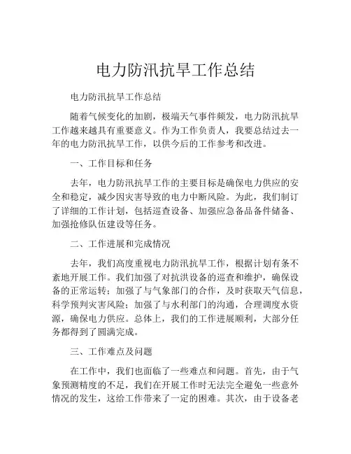 电力防汛抗旱工作总结