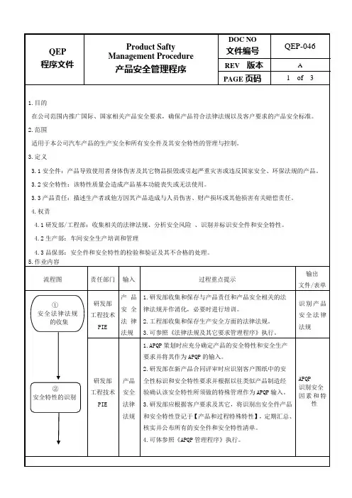 产品安全管理程序