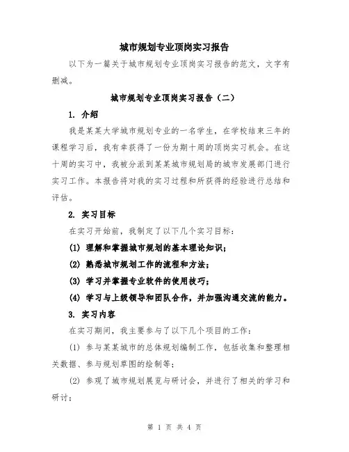 城市规划专业顶岗实习报告