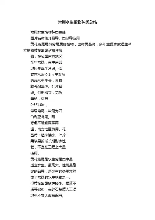 常用水生植物种类总结