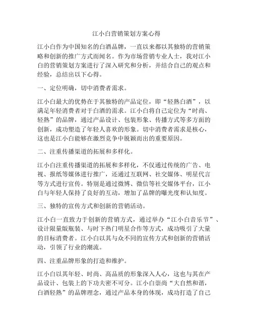 江小白营销策划方案心得