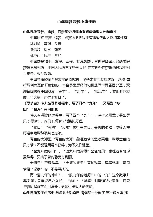 百年圆梦寻梦小康评语