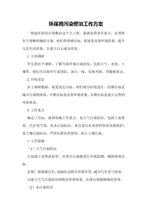环保局污染整治工作方案