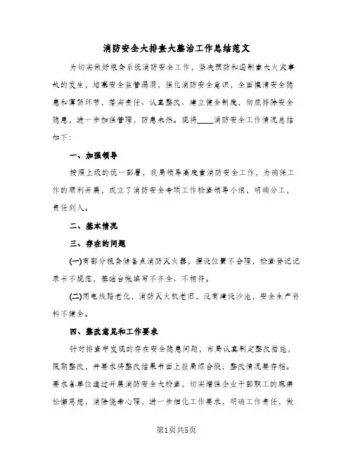 消防安全大排查大整治工作总结范文(二篇)