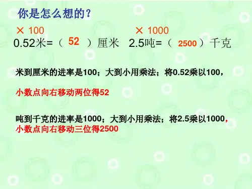 小数点的移动(单位换算)