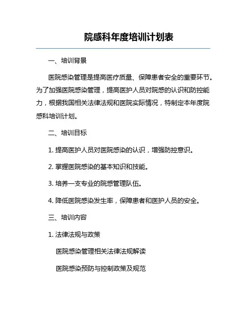 院感科年度培训计划表