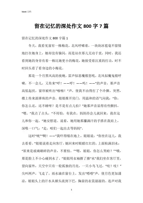 留在记忆的深处作文800字7篇
