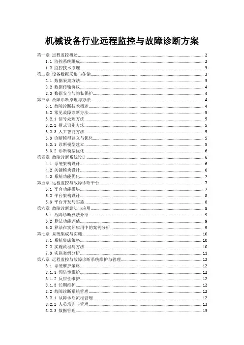 机械设备行业远程监控与故障诊断方案