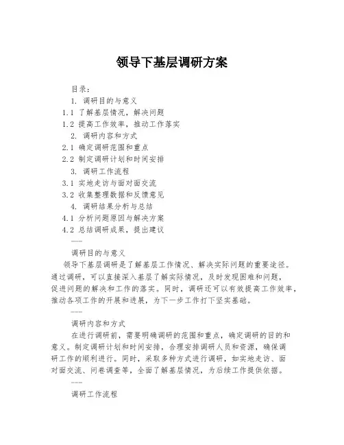 领导下基层调研方案