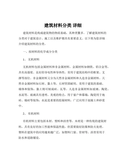建筑材料分类 详细